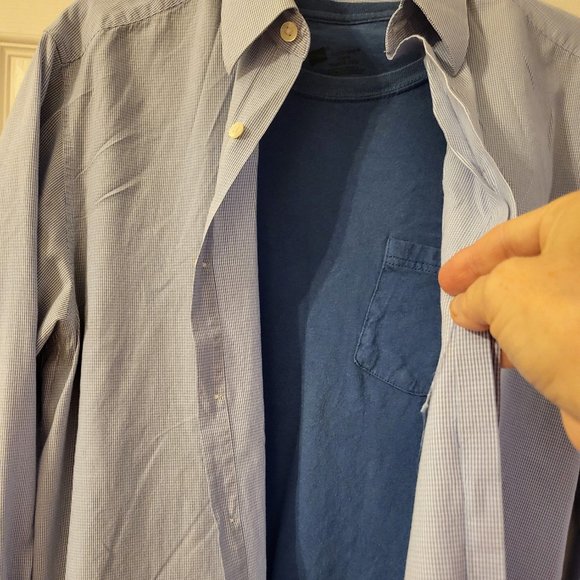 Perry Ellis Portfolio Blue and White Pin-Striped Shirt Sz 16 w/32 X 33 - Picture 8 of 9